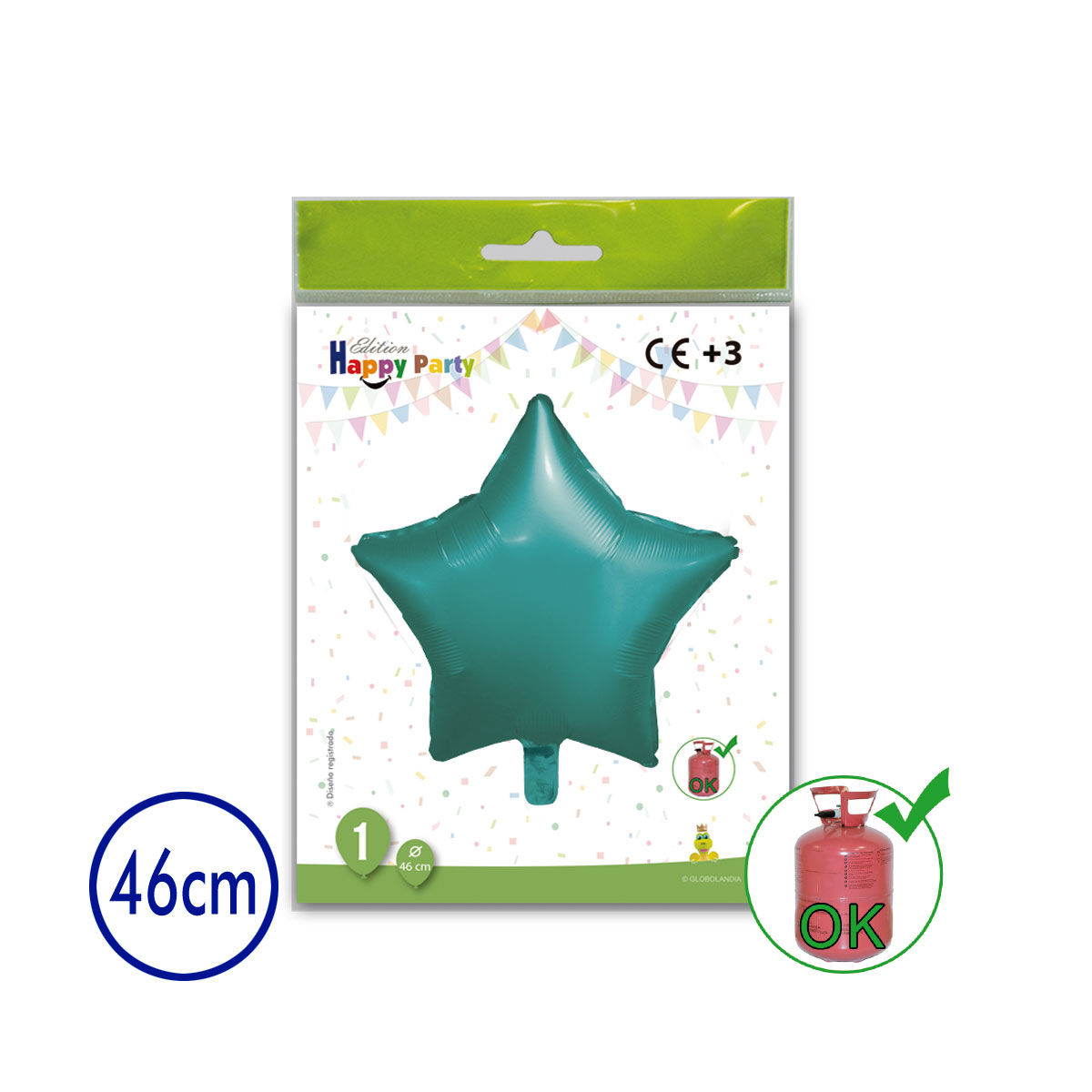 Globo de poliamida estrella agua marina 46 cm