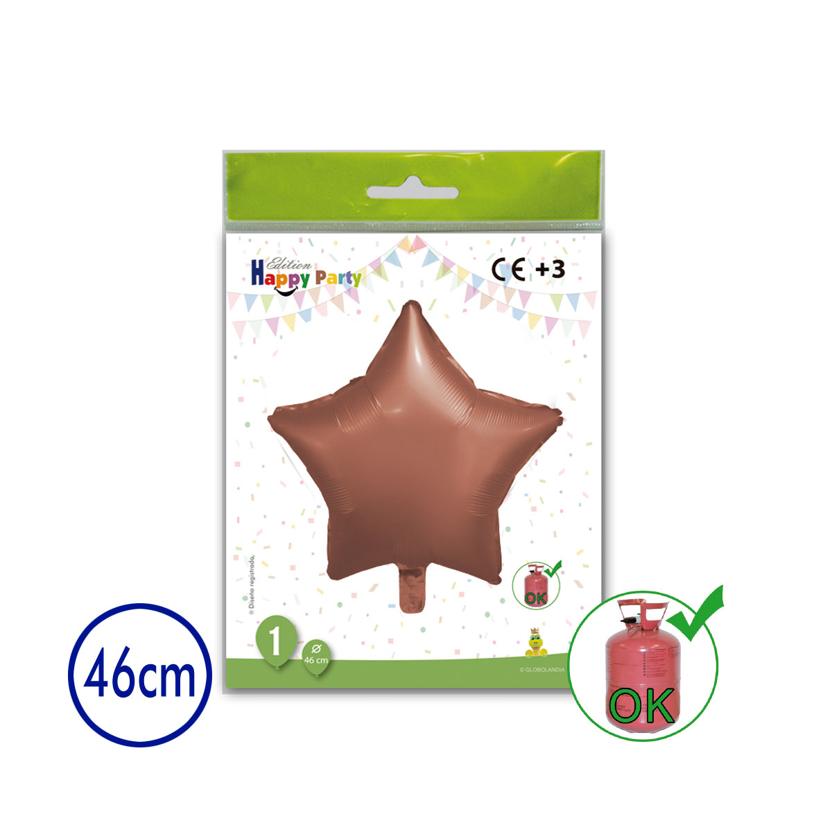 Globo estrella poliamida oro rosa 46 cm
