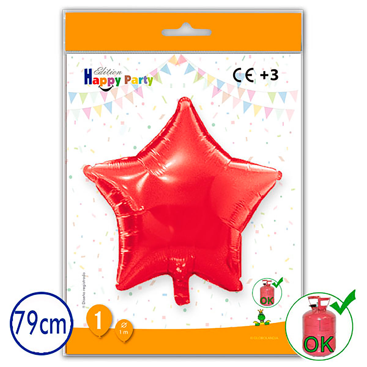 Globo Estrella Rojo Poliamida 79 cm (bolsa individual)