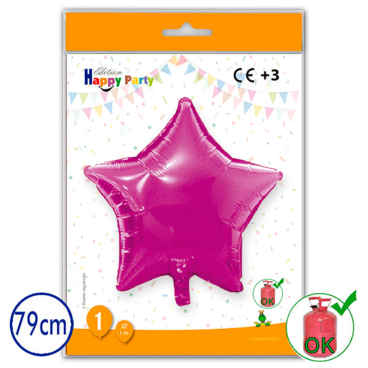 Globo Estrella Poliamida Rosa 79 cm