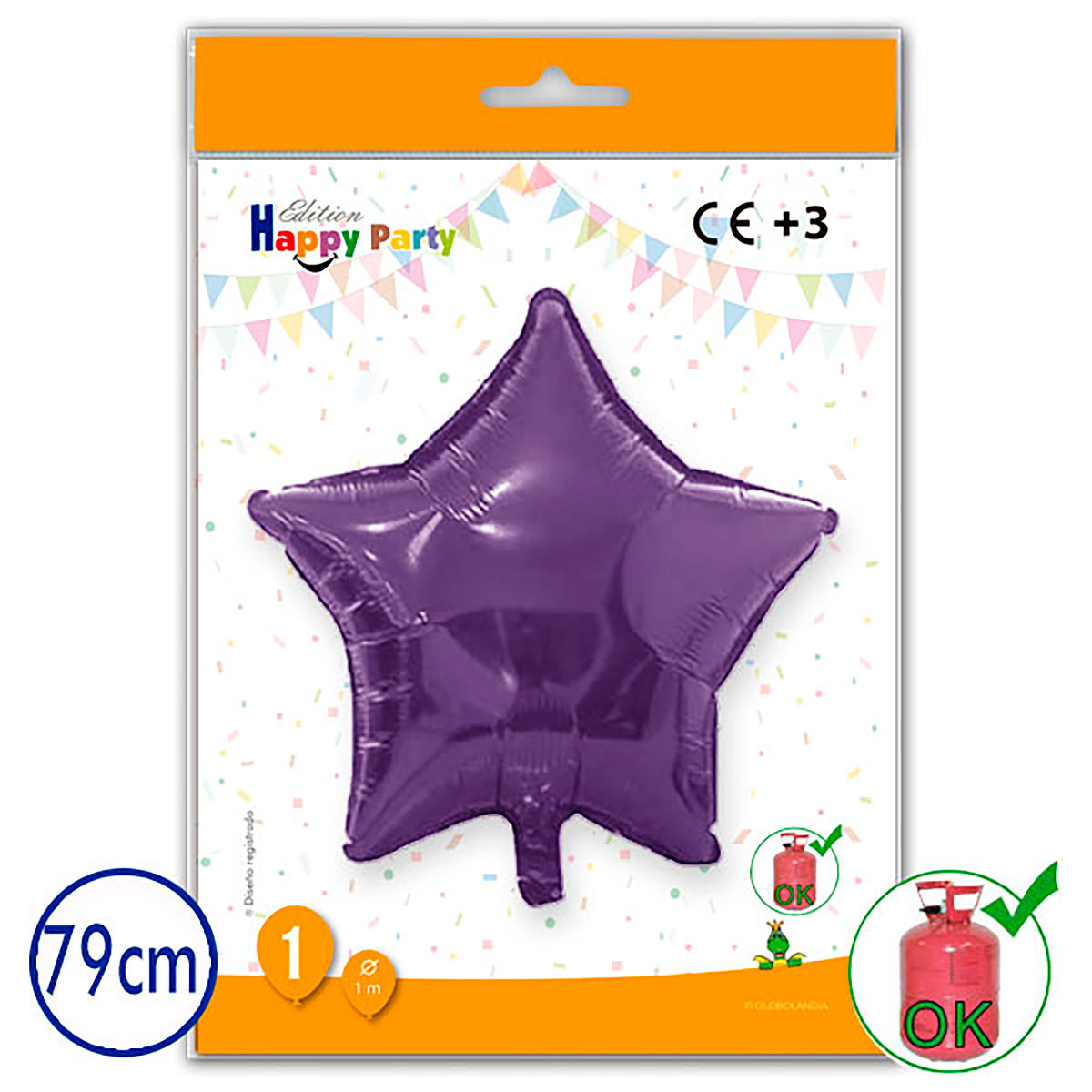 Globo Estrella Poliamida Lila 79 cm