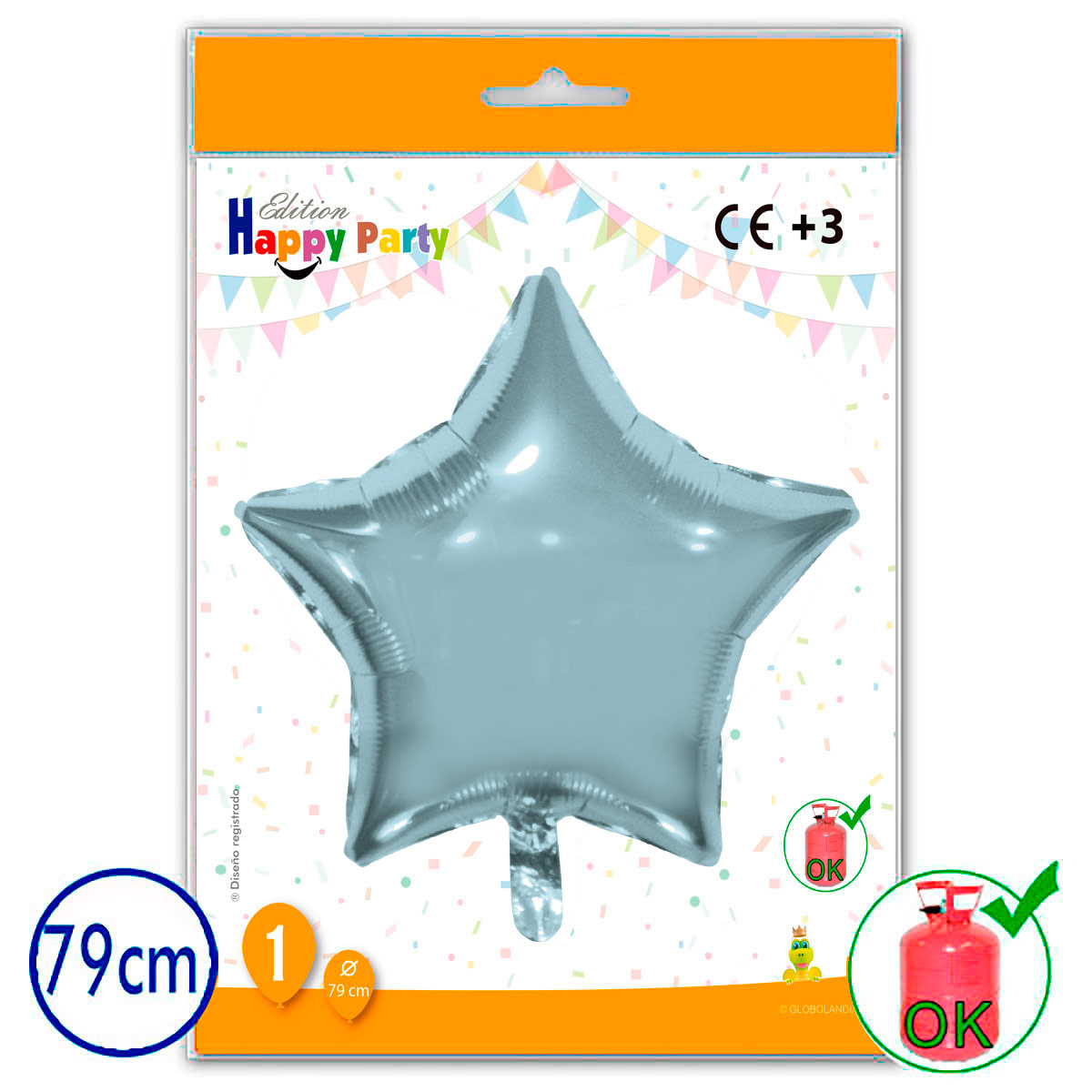 Globo estrella de poliamida celeste 79 cm