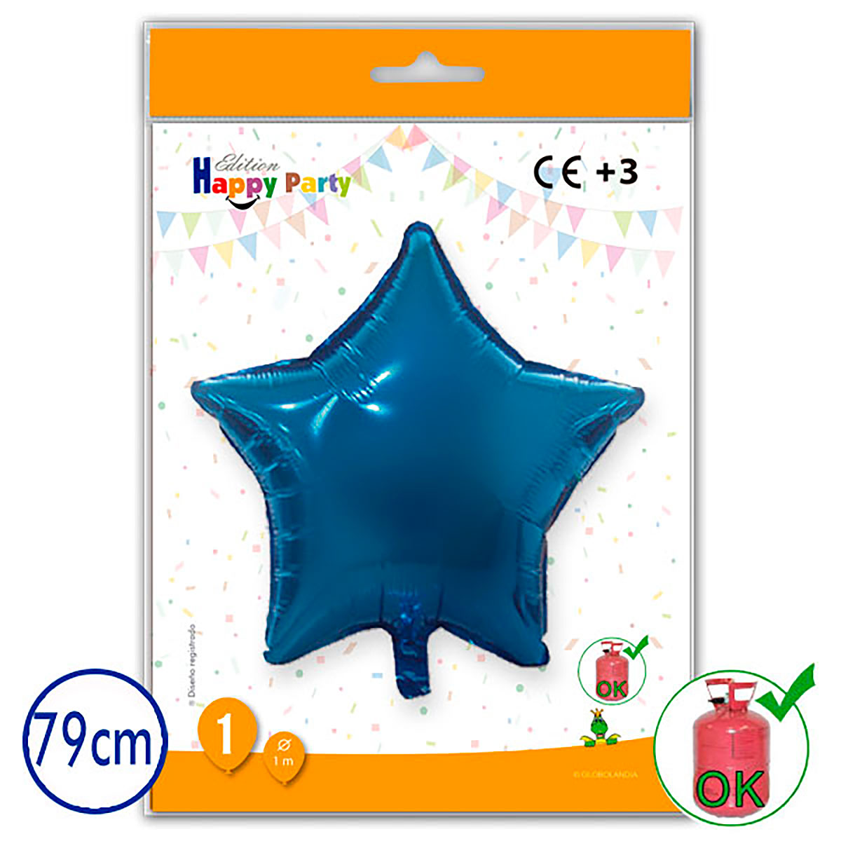 Globo Estrella Poliamida Azul 79 cm