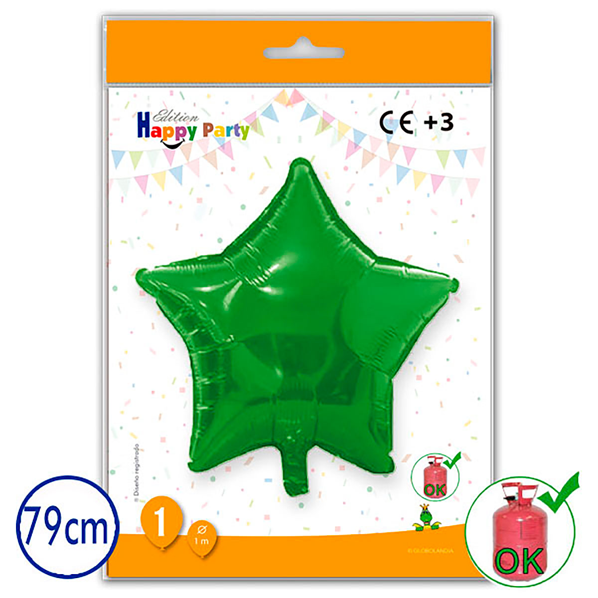 Globo estrella de poliamida verde 79 cm