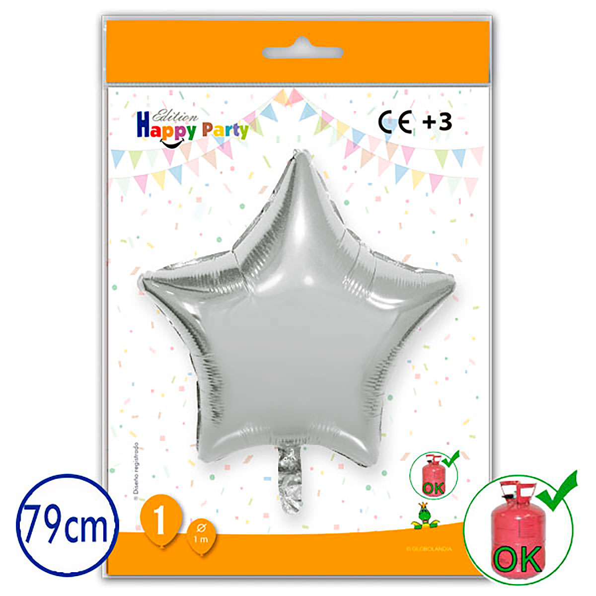 Globo Estrella Plata 79 cm Poliamida - Bolsa Individual