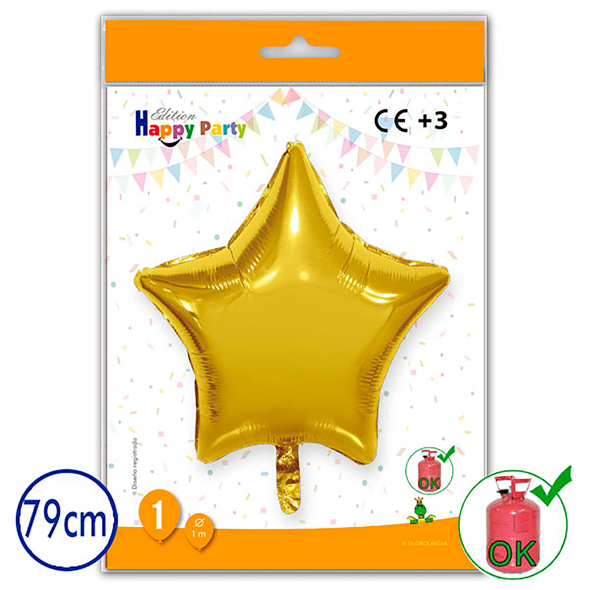 Globo de poliamida estrella oro 79 cm