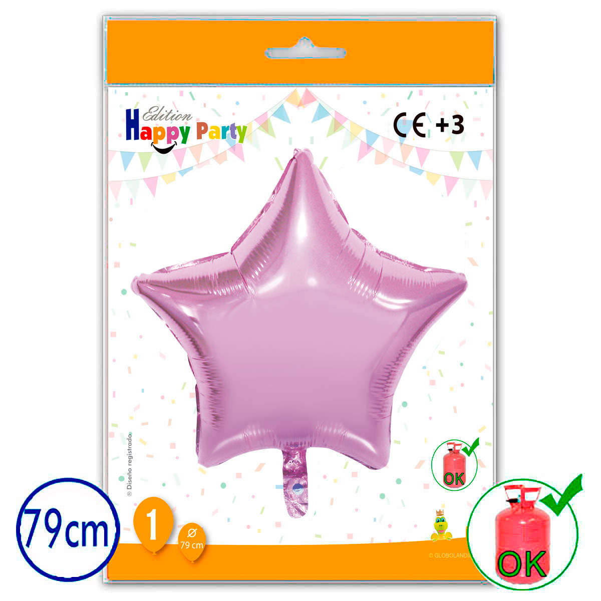 Globo estrella de poliamida rosa 79 cm