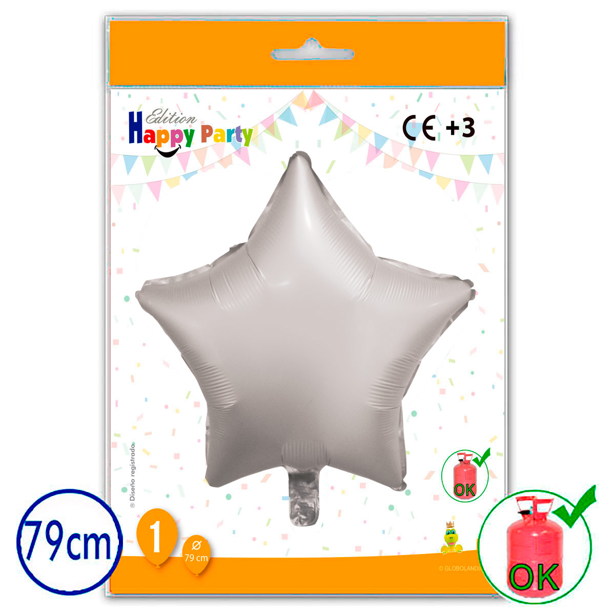 Globo Poliamida Estrella Perla 79 cm