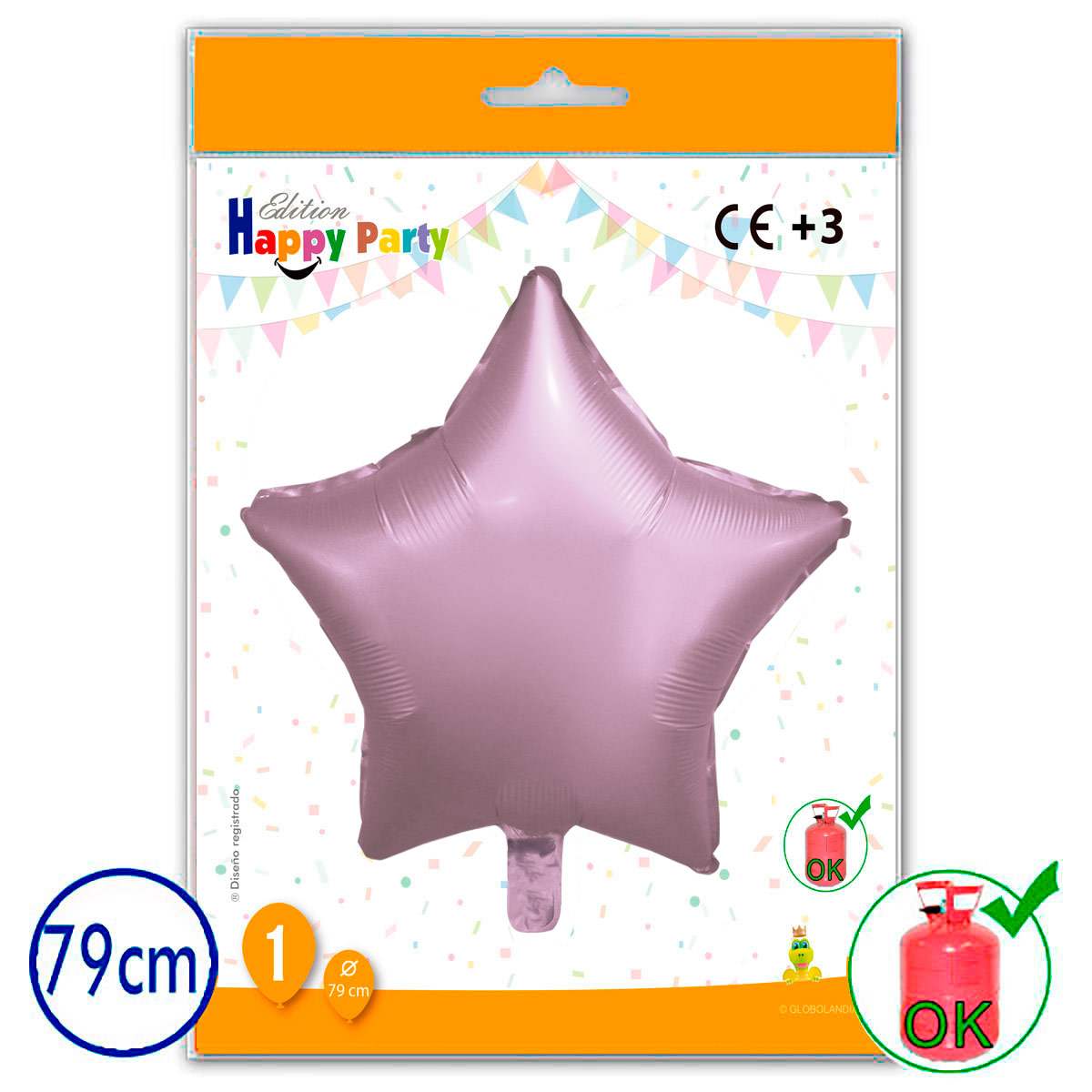 Globo Estrella Poliamida Rosa 79 cm