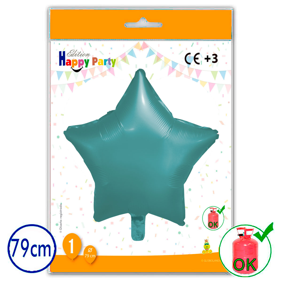 Globo poliamida estrella agua marina 79 cm