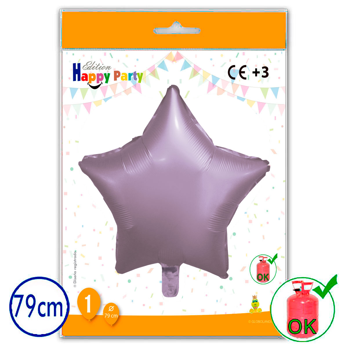 Globo de poliamida estrella lavanda mate 79 cm
