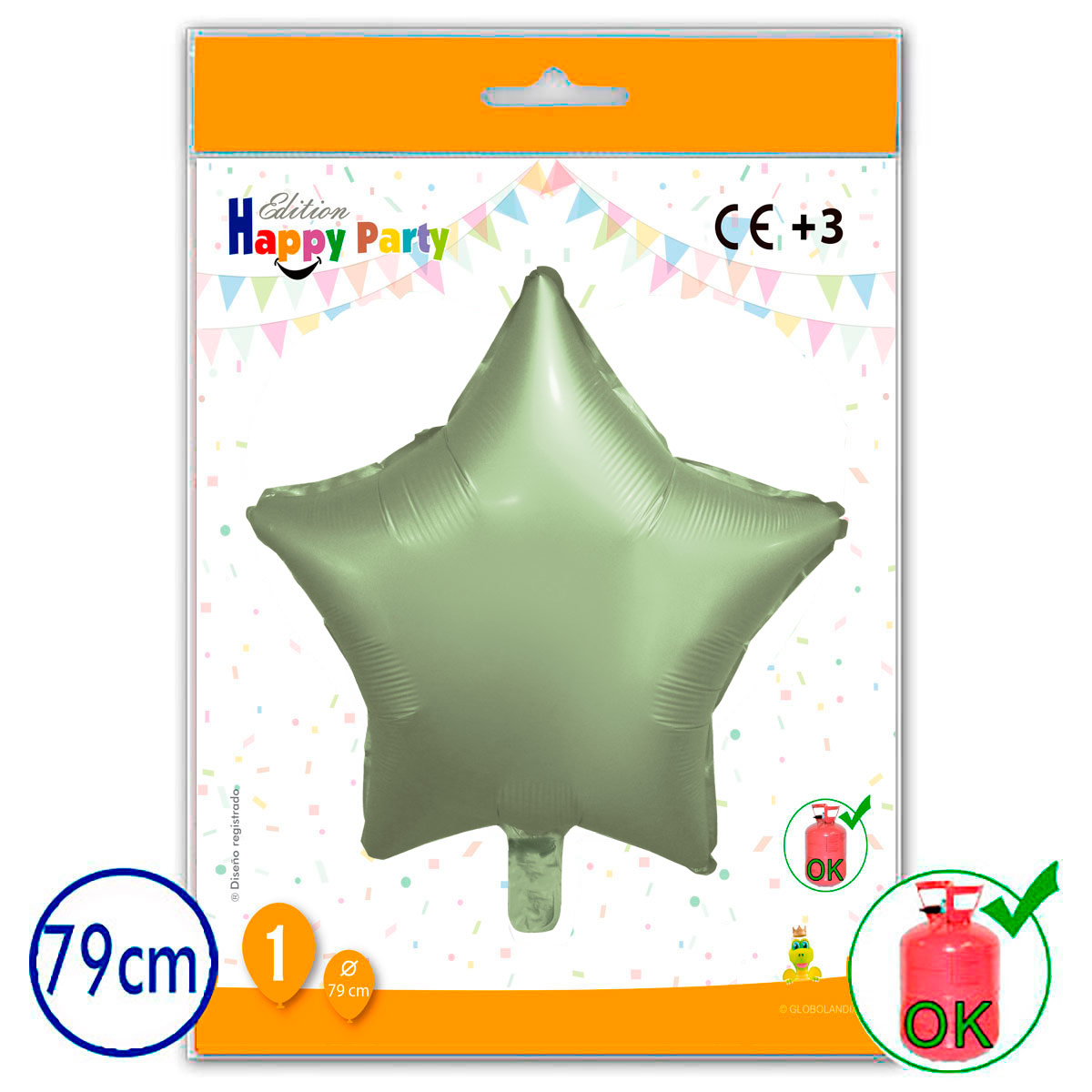 Globo estrella verde claro mate 79 cm de poliamida