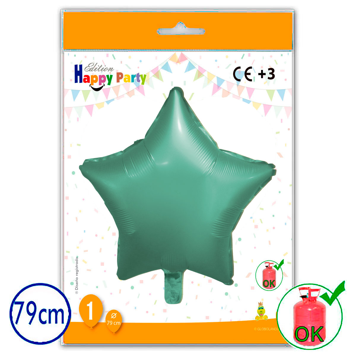 Globo estrella de poliamida verde pistacho 79 cm