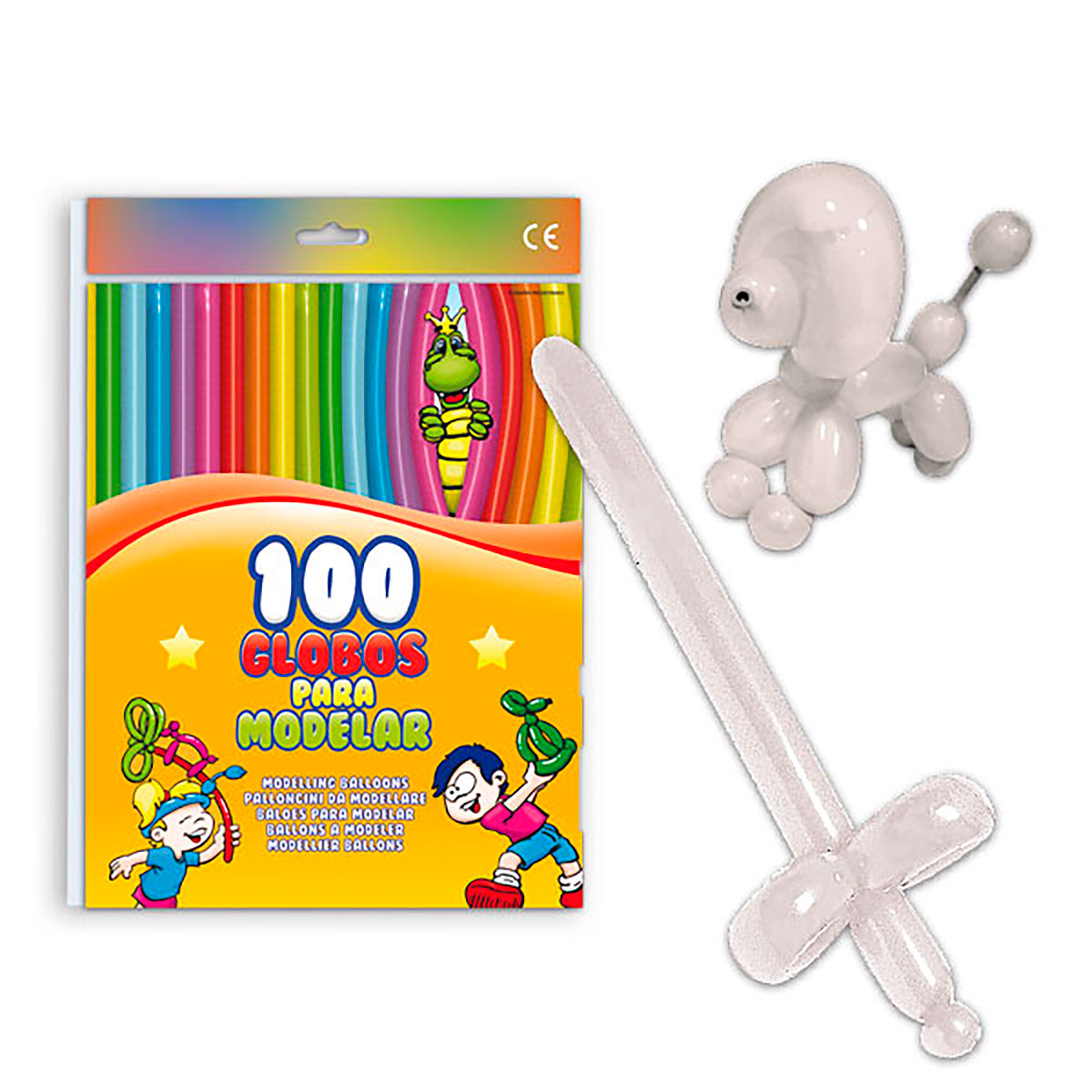Globos para modelar blancos - Bolsa 100 unidades