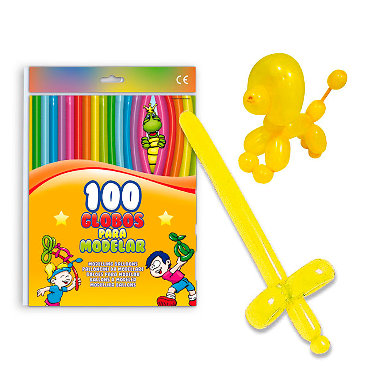 Globos para modelar amarillo liso - Bolsa de 100