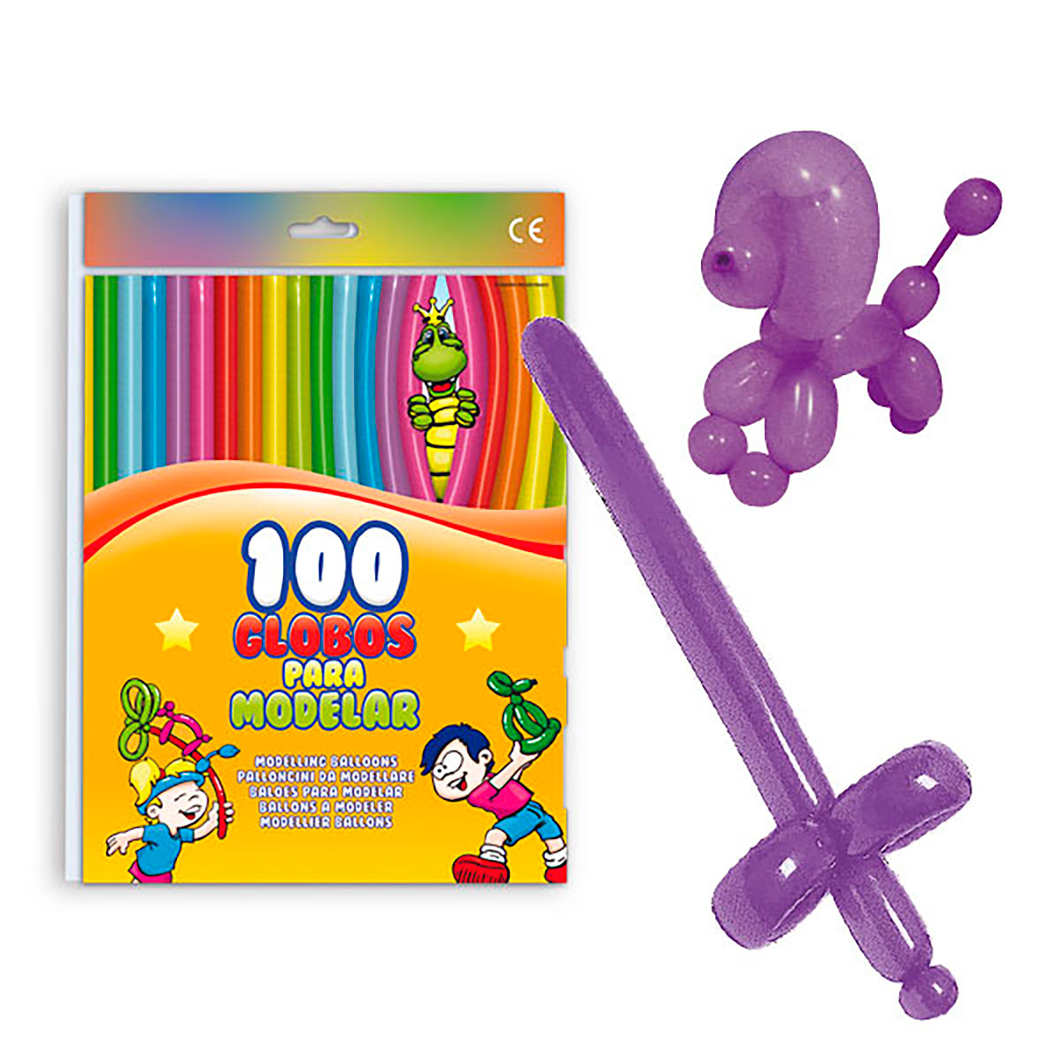 Globos para modelar lisos lila, tamaño 34 – Bolsa de 100 unidades
