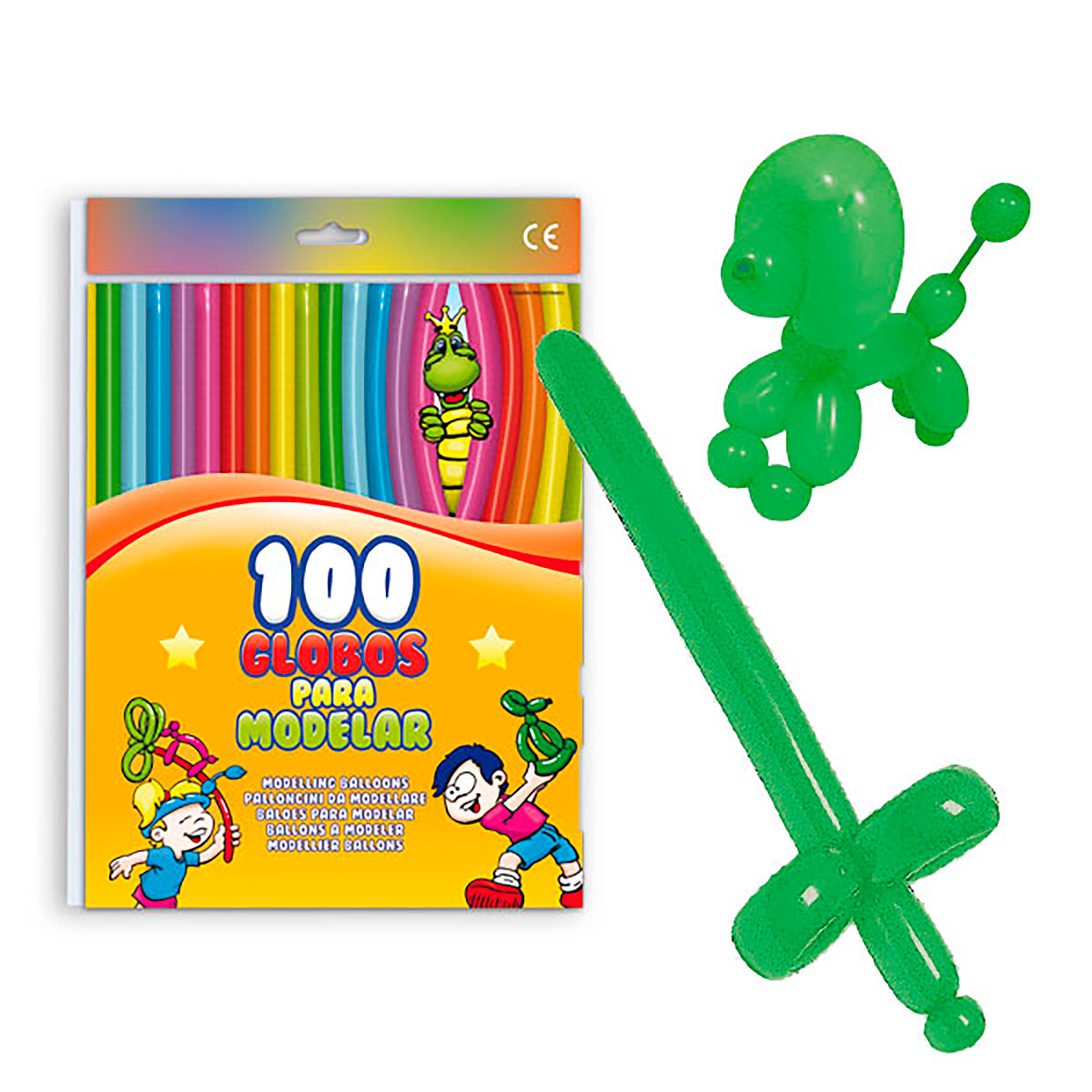 Globos para modelar 260 verde - Bolsa 100 unidades