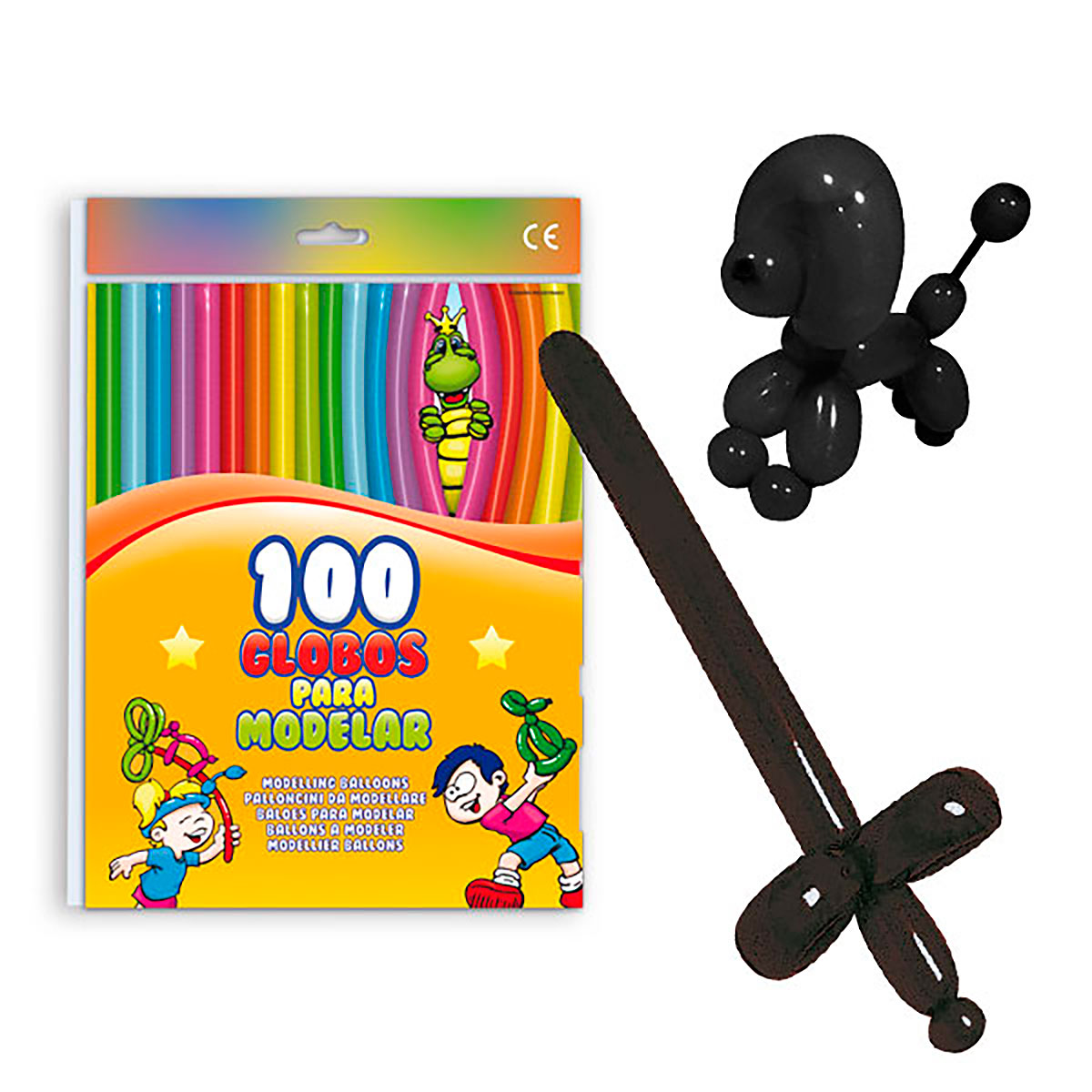 Globos para modelar negro, bolsa de 100