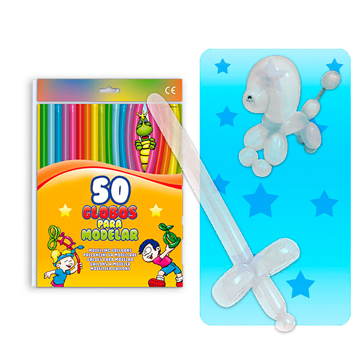 Globos de modelar látex colores surtidos - Bolsa 50 unidades