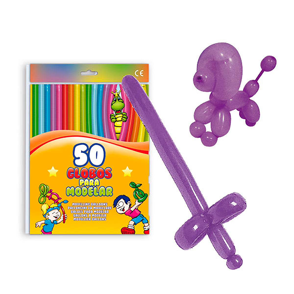 Globos para modelar lila - Bolsa 50 unidades