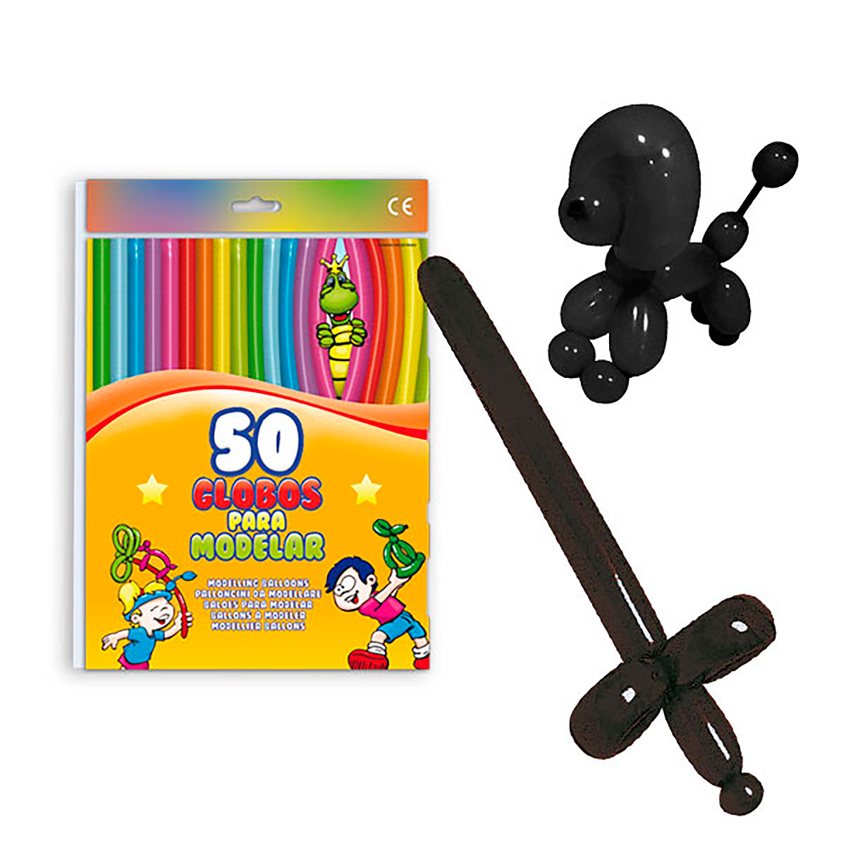 Globos Tirilla para Modelar Negro - Bolsa de 50
