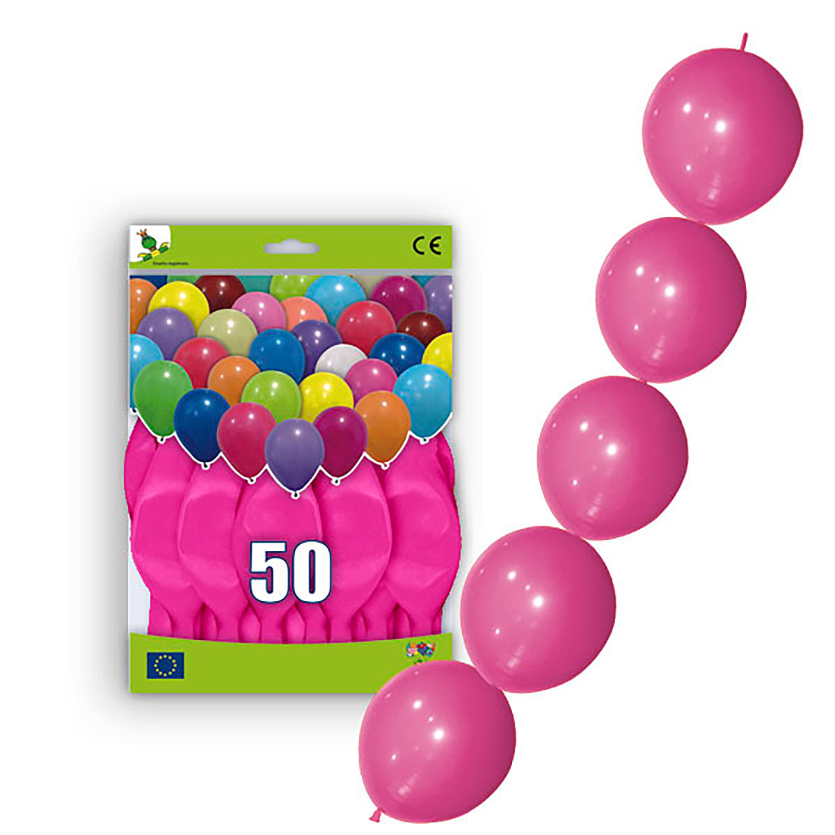 Guirnalda de globos fucsia con cuello enlazable, tamaño 36 – Bolsa de 50