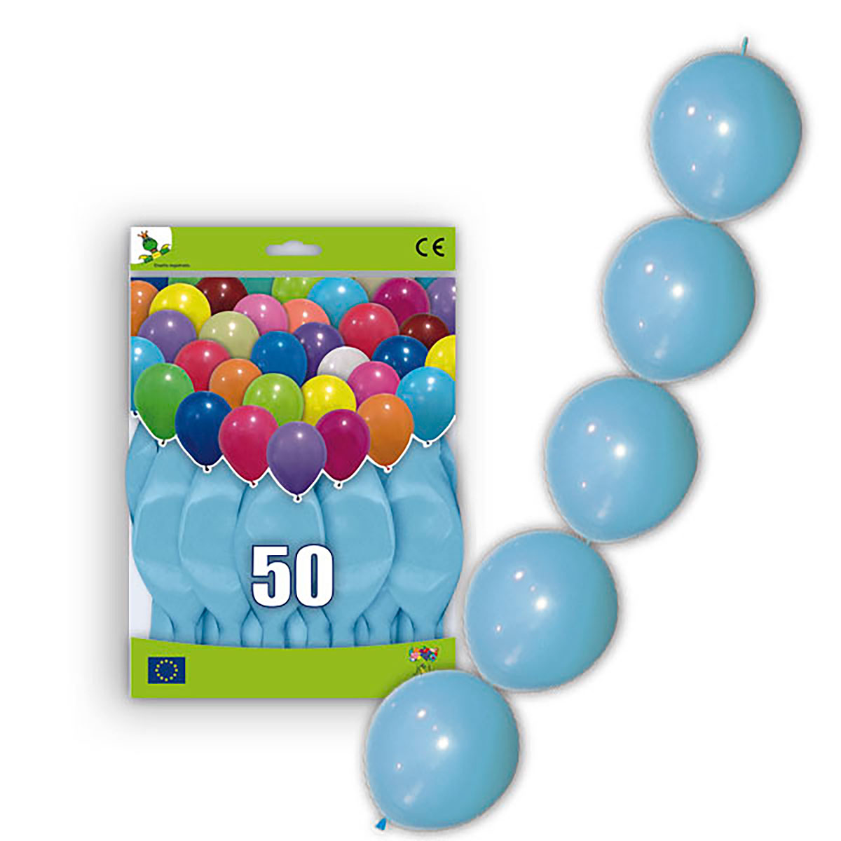 Globos guirnalda celeste liso tamaño 36 - Bolsa 50 unidades