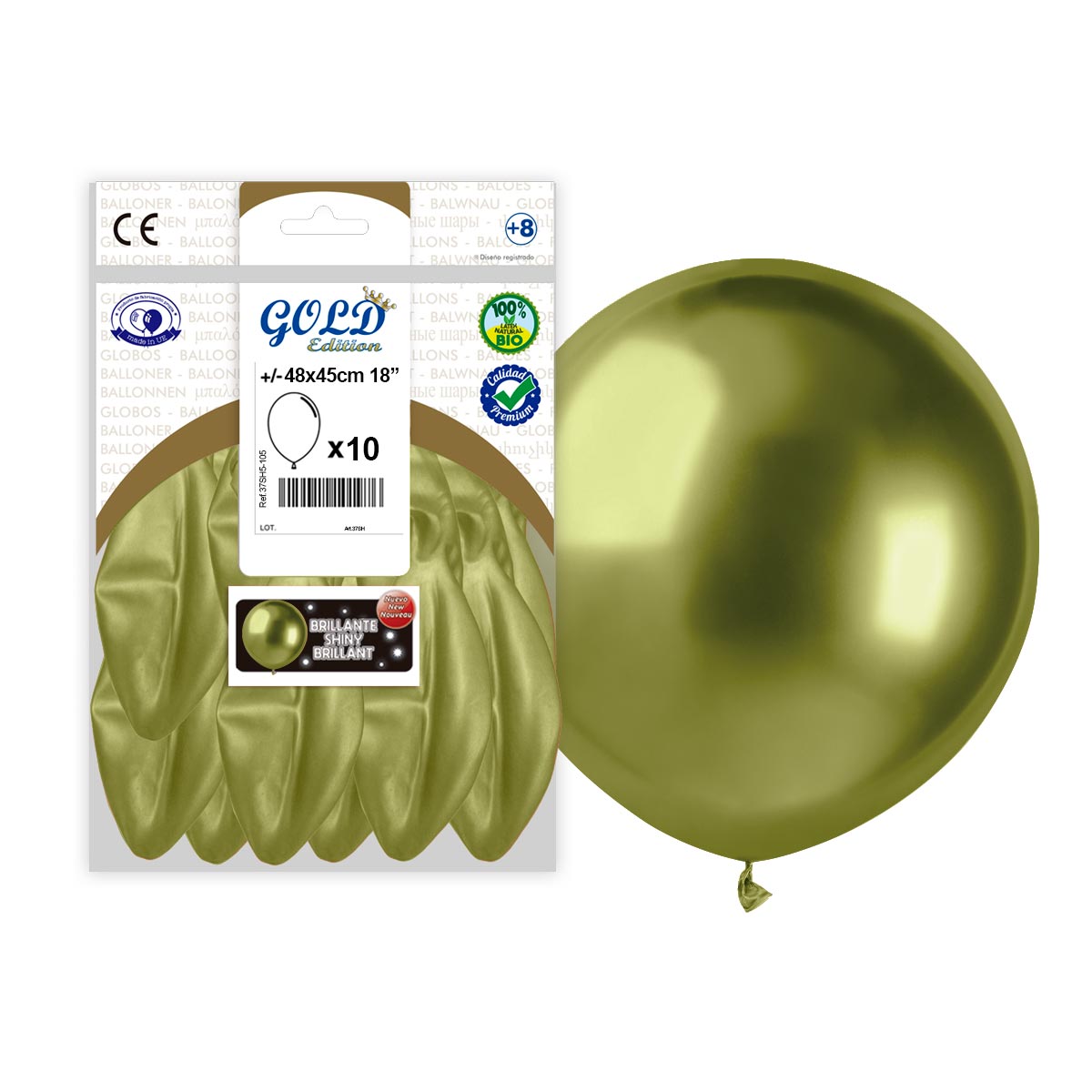 Globo látex gigante 45 cm espejo kiwi – Bolsa 10