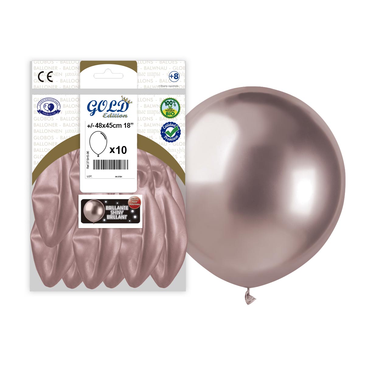Globo gigante efecto espejo rosa oro 45 cm - bolsa 10