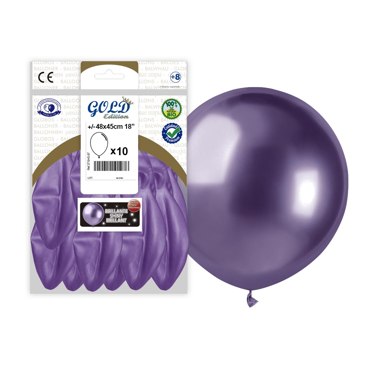 Globo Gigante Espejo Lila 45 cm (18") - Bolsa 10