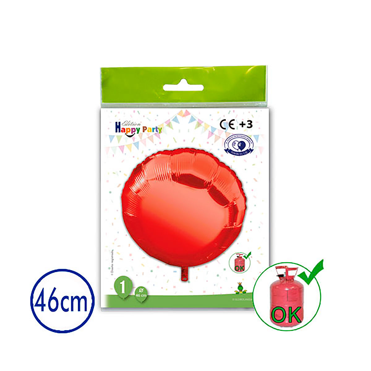 Globo de poliamida redondo rojo 46 cm