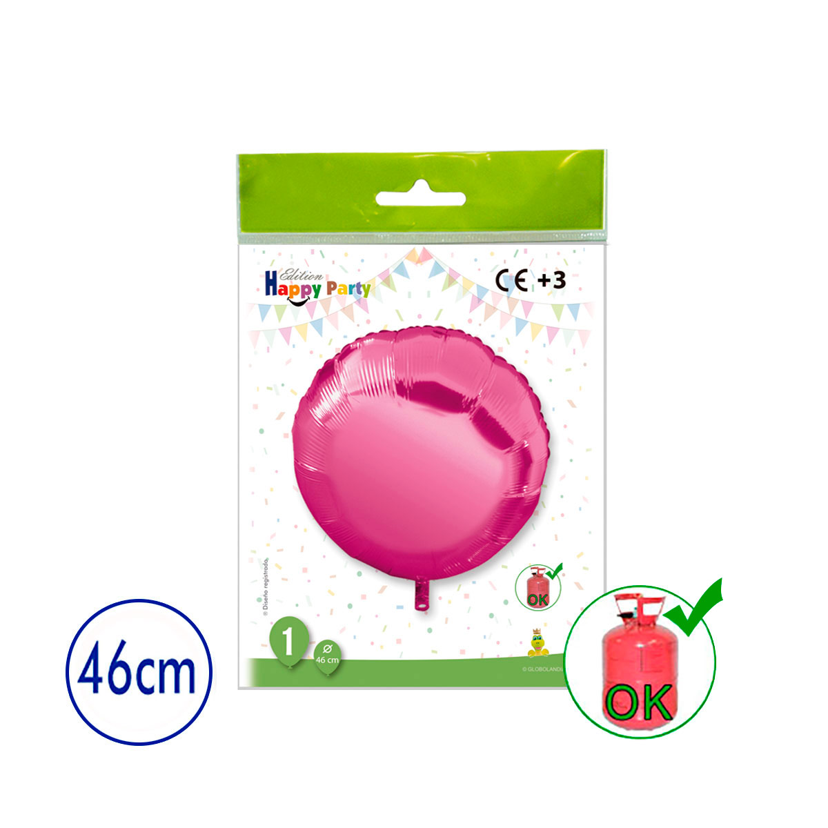 Globo redondo de poliamida rosa 46 cm