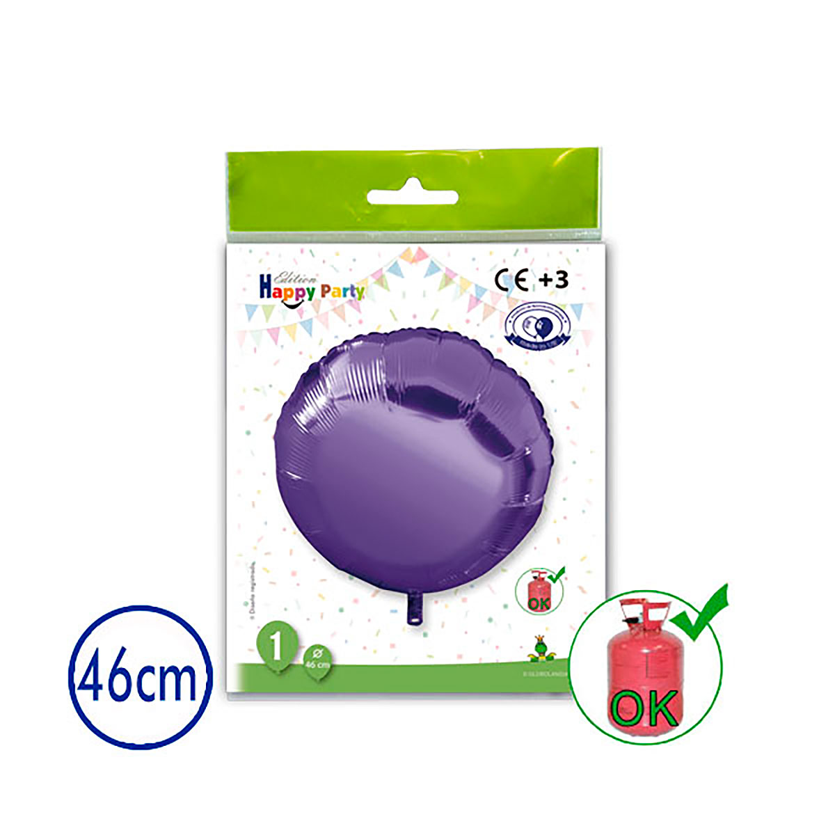 Globo Poliamida Redondo Lila 46 cm