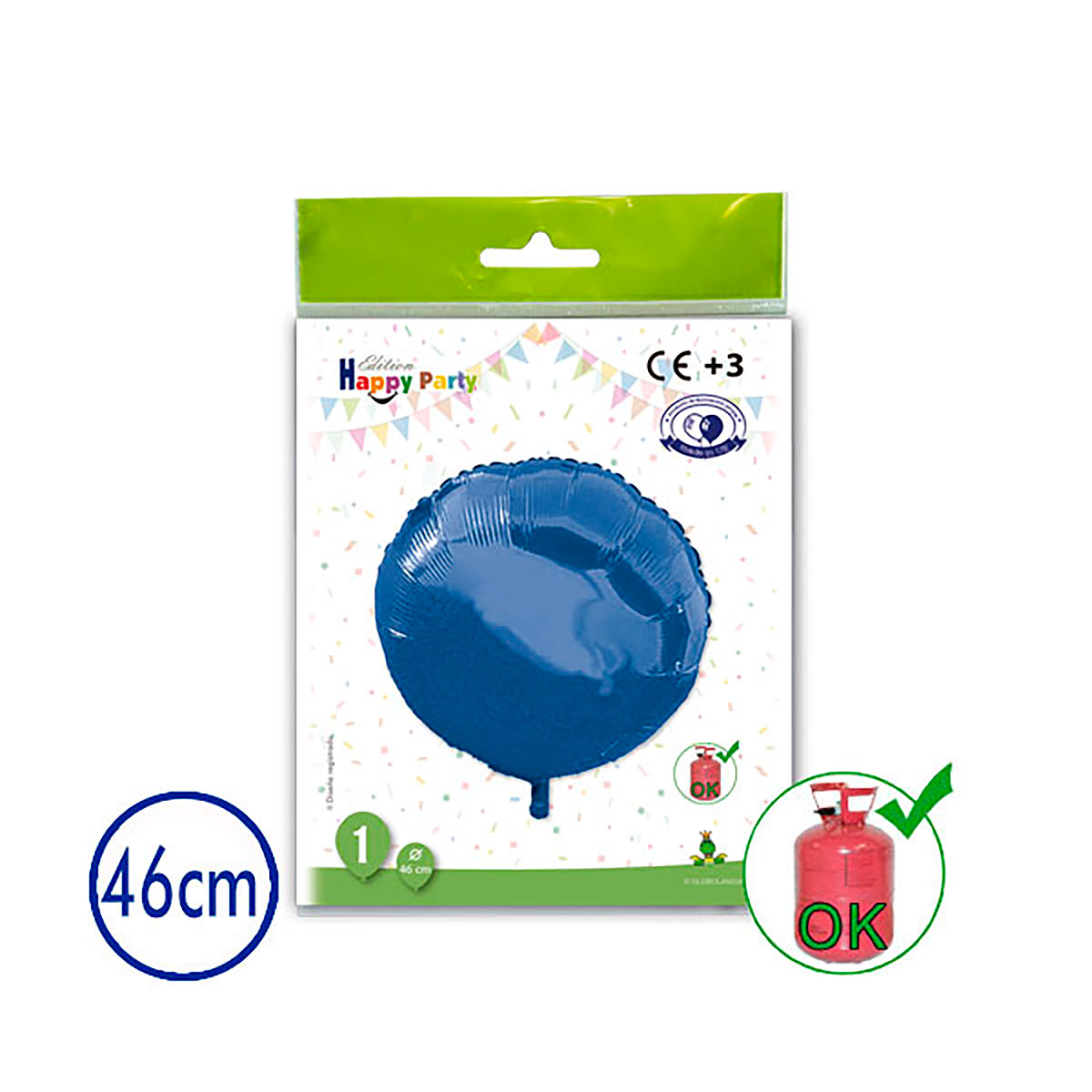 Globo de poliamida redondo azul 46 cm