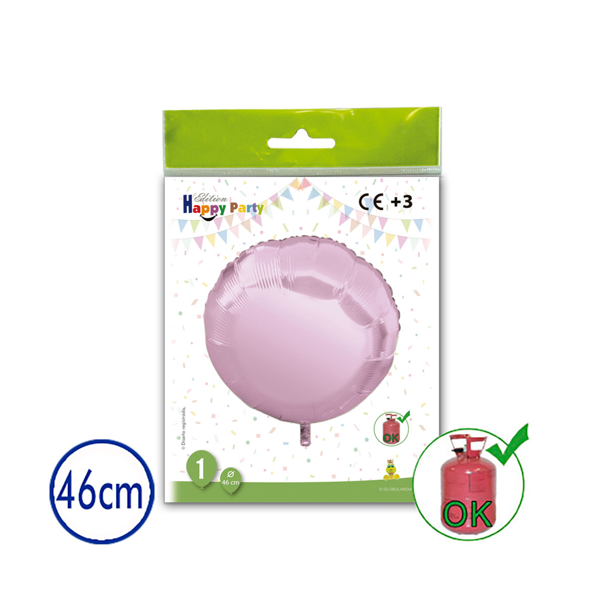 Globo de poliamida redondo rosa 46 cm