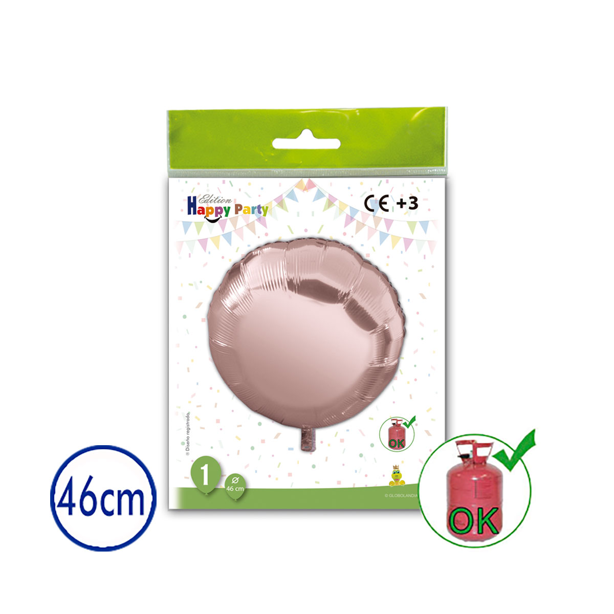 Globo Poliamida Redondo Oro Rosa 46 cm