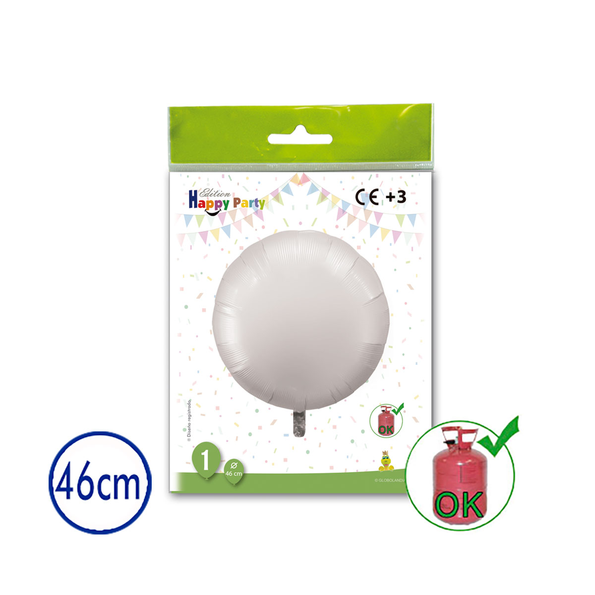 Globo poliamida redondo perla 46 cm