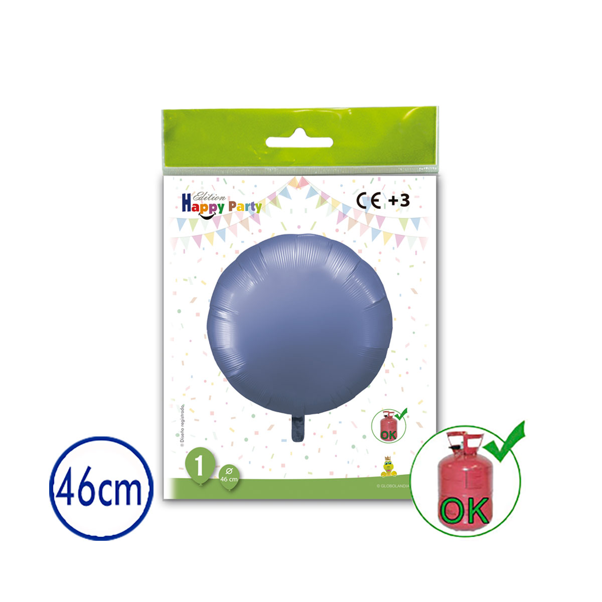 Globo de poliamida redondo lila 46 cm