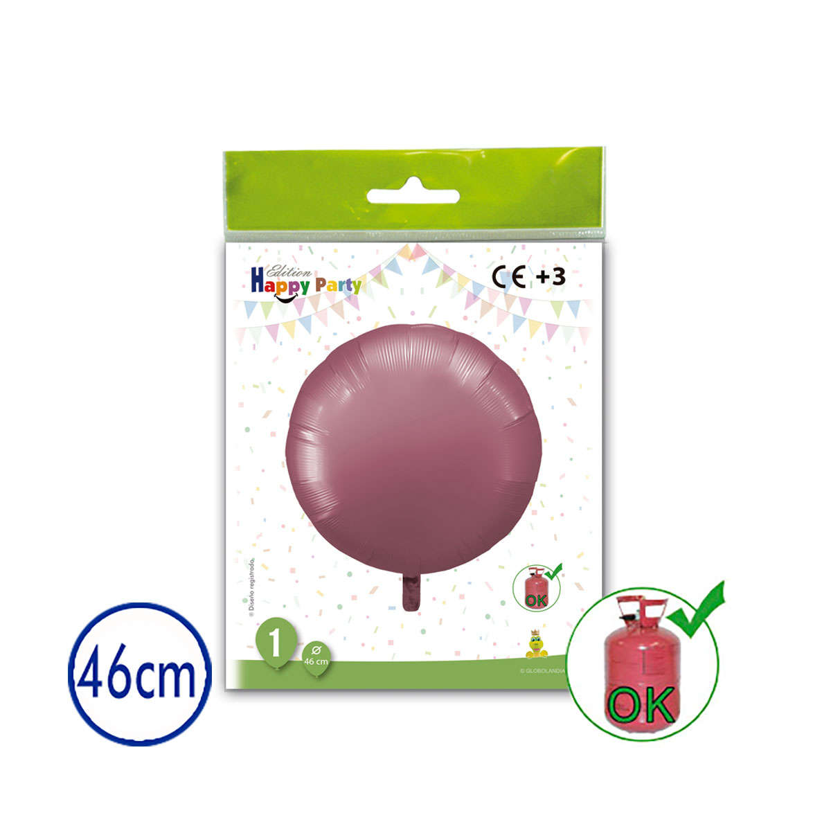 Globo Poliamida Redondo Burdeos 46 cm