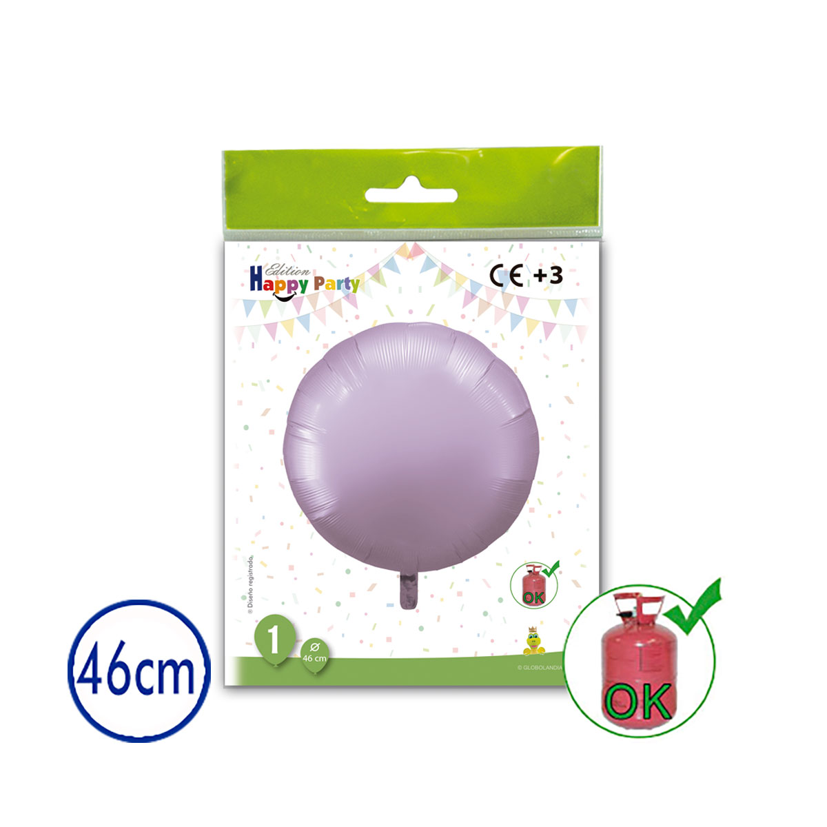 Globo poliamida redondo lavanda 46 cm