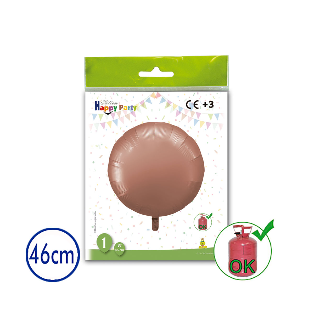Globo Poliamida Redondo Oro Rosa 46 cm