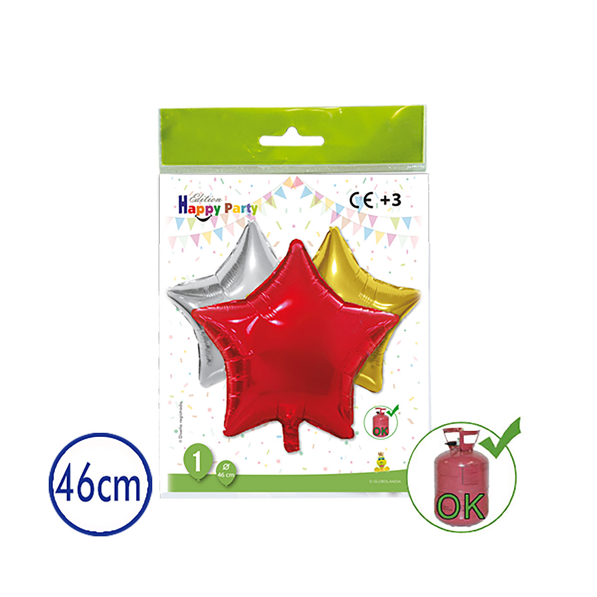 Globo de poliamida estrella 46 cm surtido