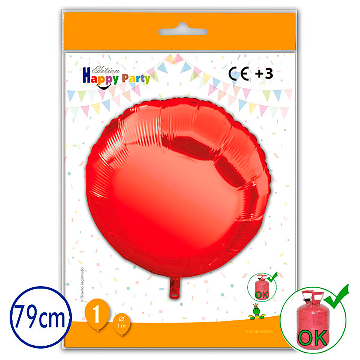 Globo de poliamida redondo rojo 79 cm
