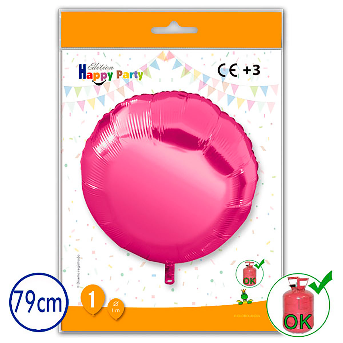 Globo poliamida redondo rosa 79 cm