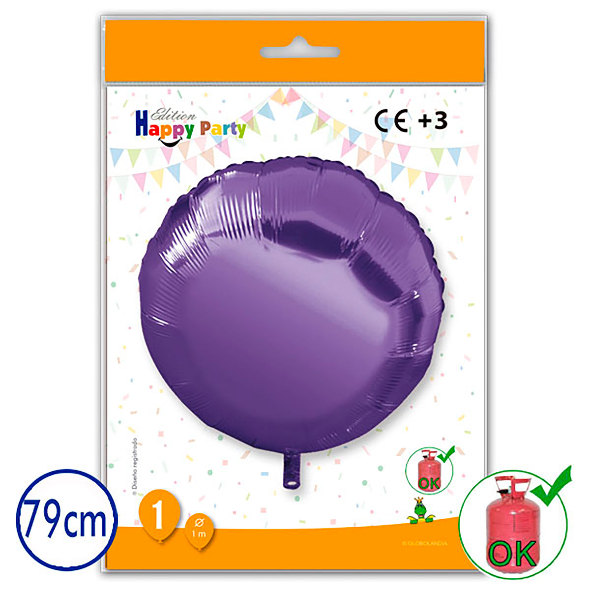 Globo de poliamida redondo lila 79 cm