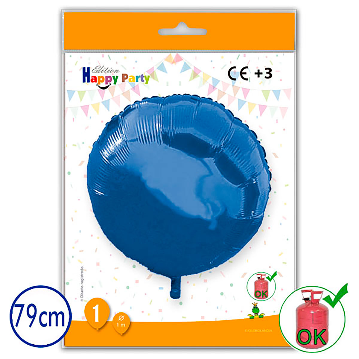 Globo poliamida redondo azul 79 cm