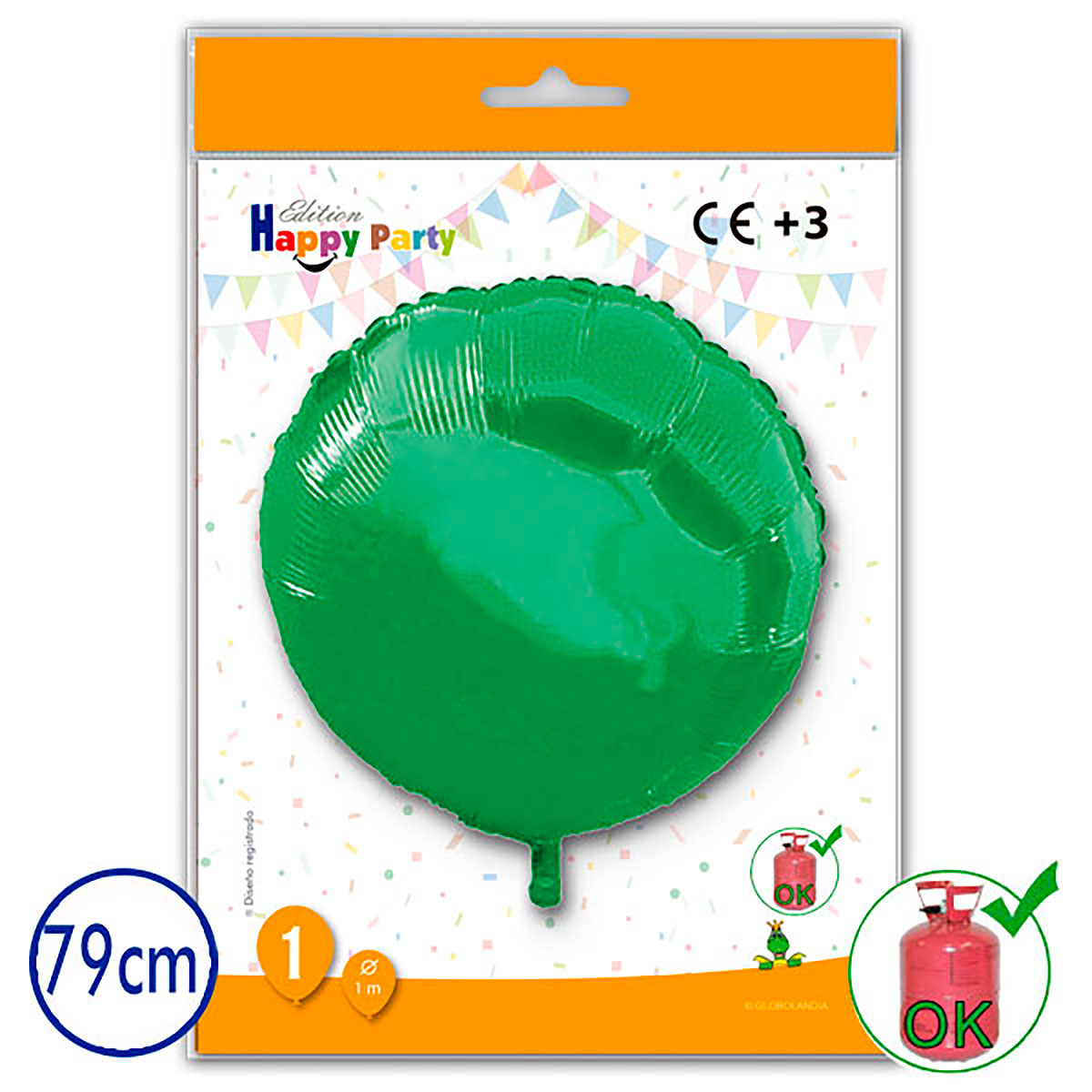 Globo de poliamida redondo verde 79 cm