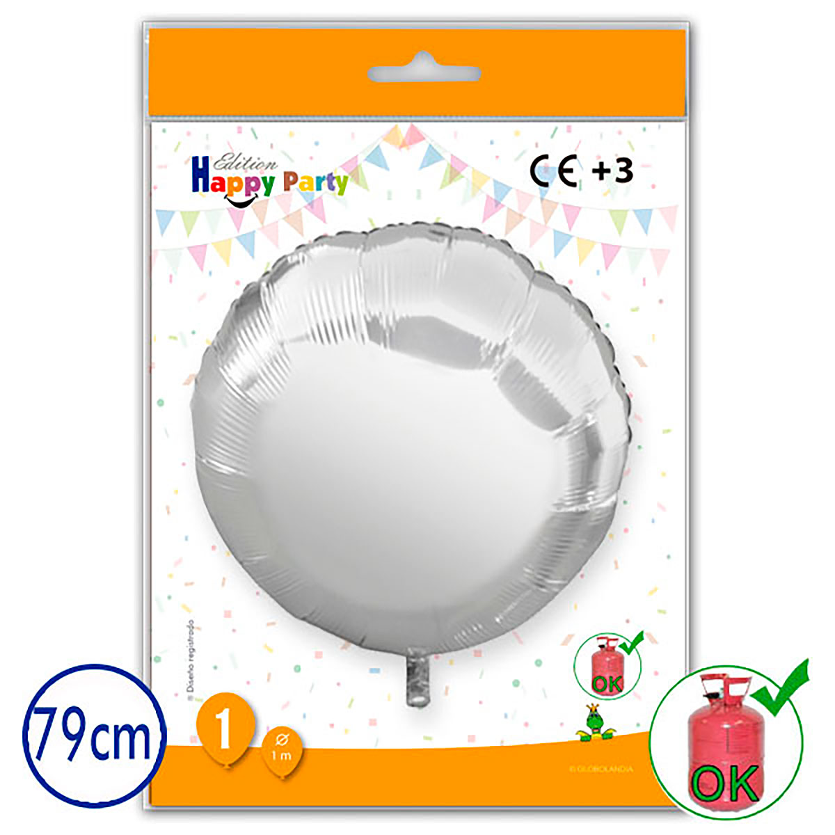 Globo poliamida redondo plata 79 cm