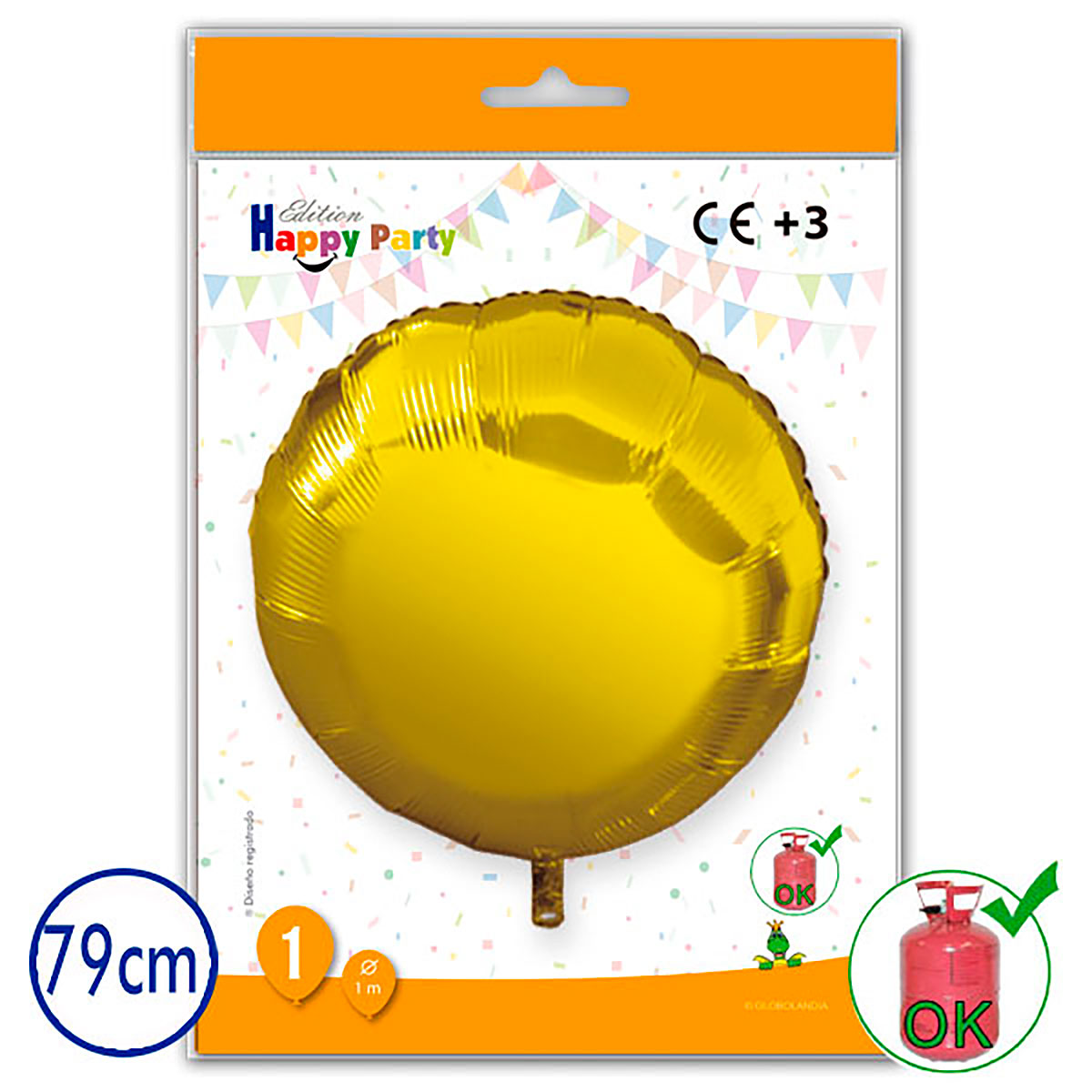 Globo Poliamida Redondo Oro 79 cm