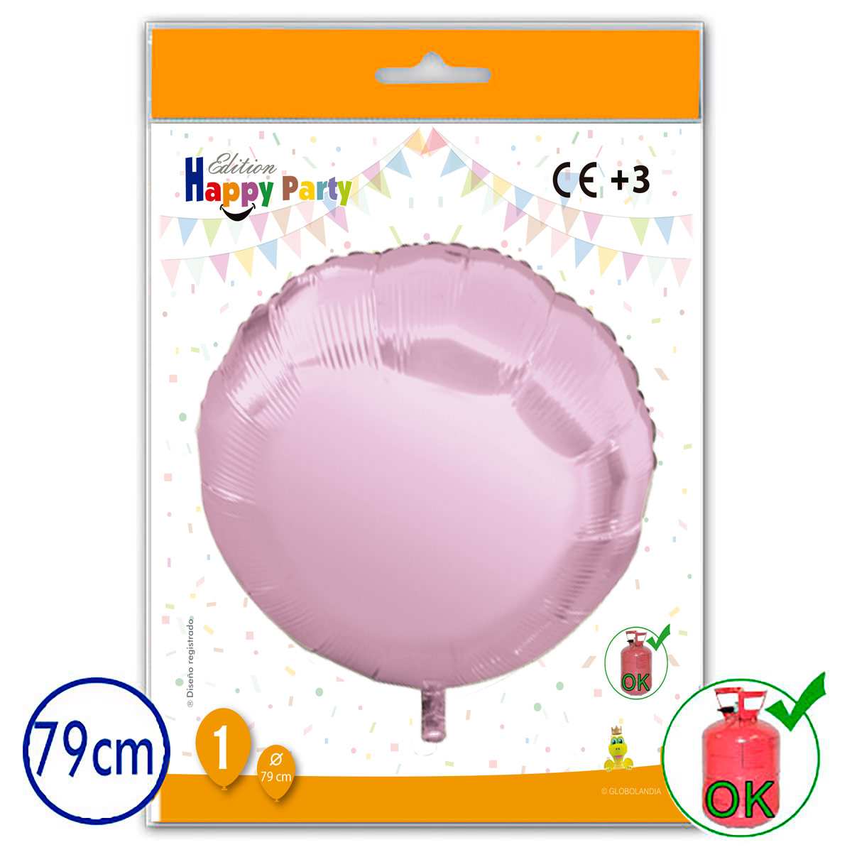 Globo poliamida redondo rosa 79 cm